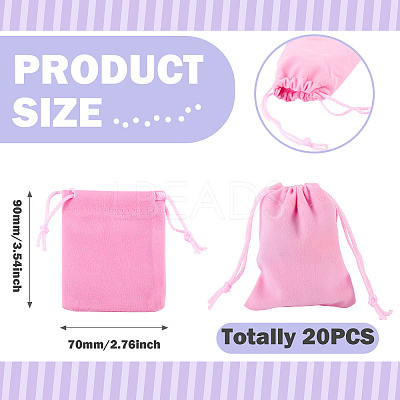 20Pcs Rectangle Velvet Drawstring Pouches TP-TA0001-03A-1