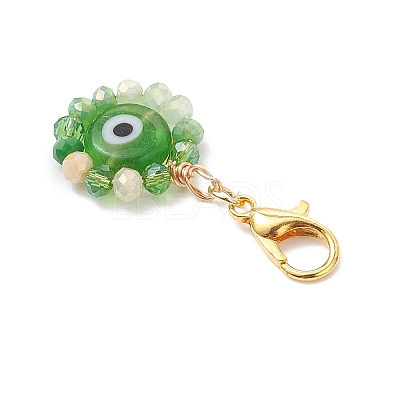6Pcs Handmade Evil Eye Lampwork Pendant Decorations HJEW-JM04257-1