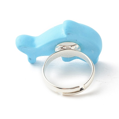 Resin 3D Dolphin Adjustable Rings RJEW-JR00428-02-1