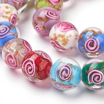 Handmade Gold Sand Lampwork Beads Strands LAMP-L072-G09-1