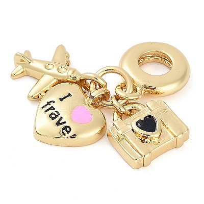 Rack Plating Brass Clear Cubic Zirconia European Dangle Charms KK-P287-18B-G-1