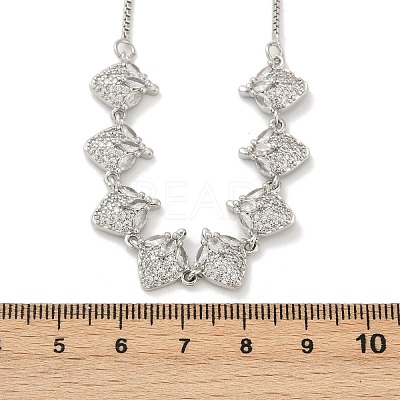 Brass Micro Pave Clear Cubic Zirconia Fruit Bib Necklaces NJEW-F342-01A-P-1
