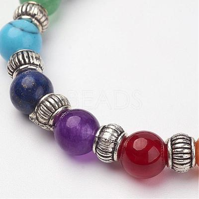 Natural & Synthetic Gemstone Beaded Stretch Bracelets BJEW-P065-02-1