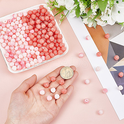 200Pcs 2 Colors Opaque Acrylic Beads OACR-HY0001-21-1