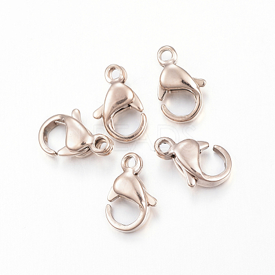Ion Plating(IP) 304 Stainless Steel Lobster Claw Clasps X-STAS-H353-A-02RG-1