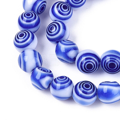 Handmade Millefiori Glass Round Beads Strands LK-R004-93A-1