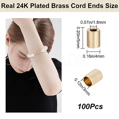 100Pcs Brass Cord Ends KK-CN0002-60-1