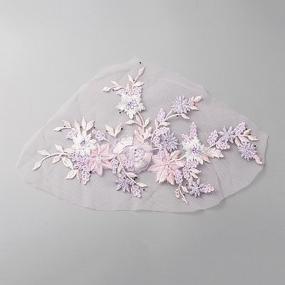 3D Flower Pattern Rayon Embroidery Ornament Accessories DIY-WH0399-52A-1