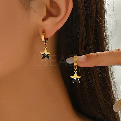 Stainless Steel Star Hoop Earrings HU8355-1