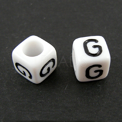Letter Acrylic European Large Hole Beads X-OPDL-R050-10mm-G-1