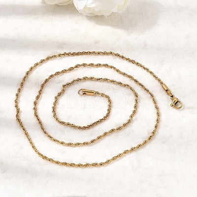 2MM Unisex 304 Stainless Steel Rope Chain Necklaces NJEW-P395-16G-1