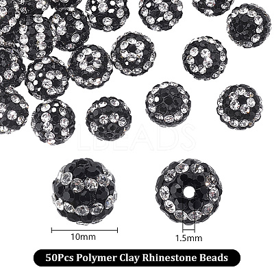 50Pcs Polymer Clay Rhinestone Beads PORC-OC0001-13A-1
