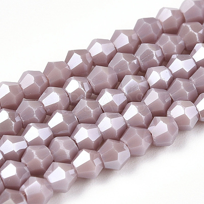 Opaque Solid Color Electroplate Glass Beads Strands EGLA-A039-P2mm-A13-1