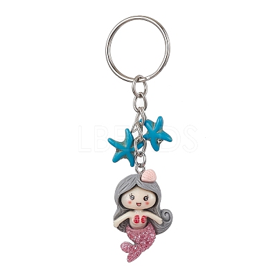Mermaid Opaque Resin Pendant Keychain KEYC-JKC00624-1