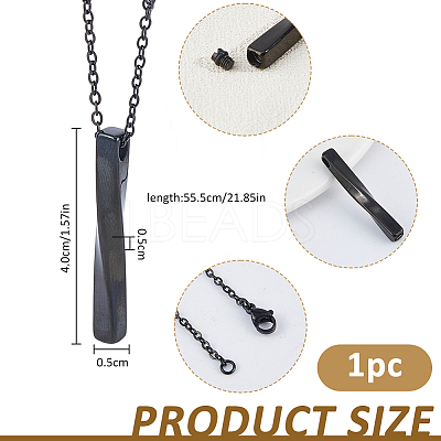 304 Stainless Steel Twisted Rectangle Pendant Urn Ashes Necklaces NJEW-WH0036-029EB-1