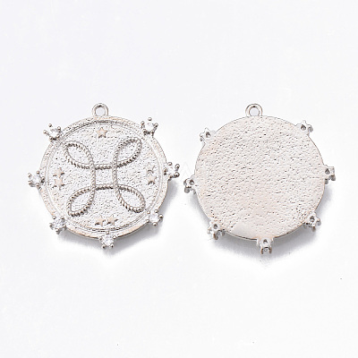Brass Micro Pave Clear Cubic Zirconia Pendants KK-N232-165-NF-1