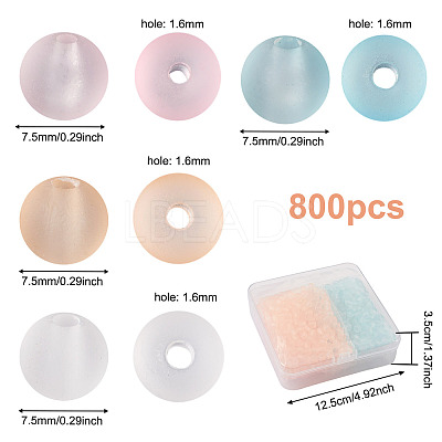 800Pcs 4 Colors Transparent Acrylic Beads FACR-TA0001-03-1