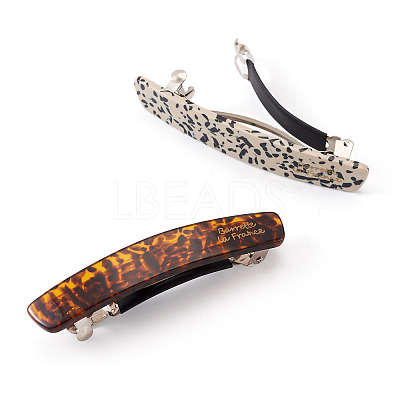 2Pcs 2 Colors Cellulose Acetate and Iron Hair Barrettes for Women Girl PHAR-TADJ0001-01B-1