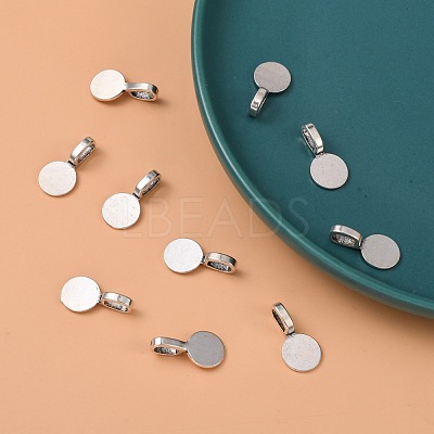 Tibetan Style Alloy Glue On Flat Pad Pendant Bails TIBEP-1124-AS-FF-1