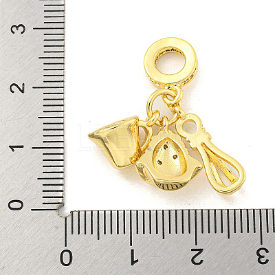 Rack Plating Brass Micro Pave Cubic Zirconia European Dangle Charms KK-P270-02H-G-1