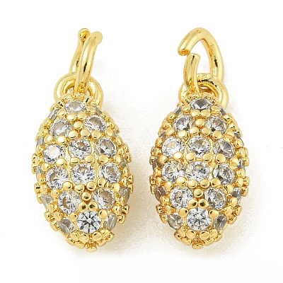 Rack Plating Brass Micro Pave Clear Cubic Zirconia Charms KK-Z067-23G-06-1
