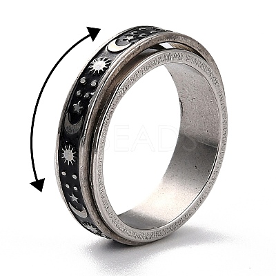 Non-Tarnish 203 Stainless Steel Rotating Spinner Fidget Band Rings for Anxiety Stress Relief LS-RJEW-G118-09P-1