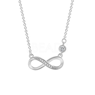 Infinity Brass Micro Pave Clear Cubic Zirconia Pendant Necklaces for Women FS-WGC2BAC-01-1