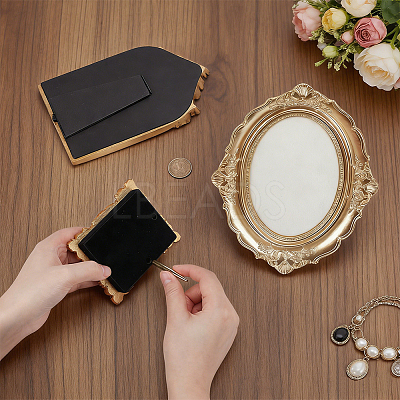 3Pcs 3 Styles Resin & Linen Photo Frame Jewelry Necklace Display Stands ODIS-OC0001-97-1