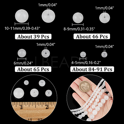 4 Strands 4 Styles Round Natural White Jade Beads Strands G-NB0005-12-1