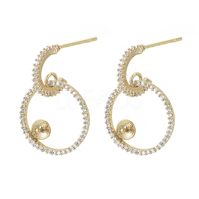 Brass Micro Pave Cubic Zirconia Stud Earring Findings KK-R136-062-NF-1