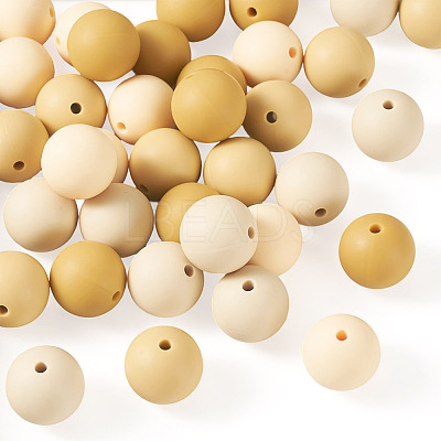 40Pcs 4 Colors Round Silicone Focal Beads SIL-TAD0001-02F-1