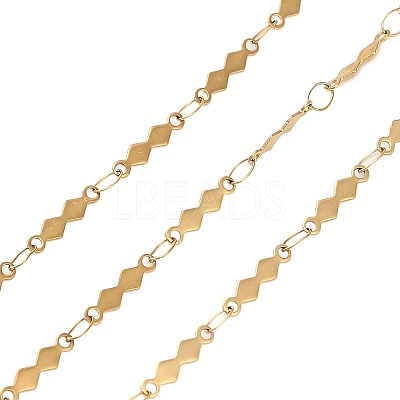 304 Stainless Steel Rhombus Bar Link Chains CHS-H116-01H-G-1