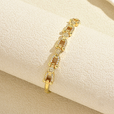 Brass Micro Pave Clear Cubic Zirconia Hinged Cuff Bangles for Women VP3297-5-1