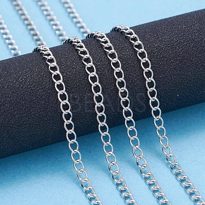 Non-Tarnish 3.28 Feet 304 Stainless Steel Curb Chains X-CHS-F006-04A-P-1