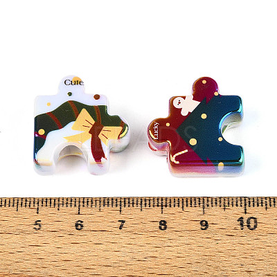 UV Plating Opaque Printed Acrylic European Beads OACR-N153-06-1