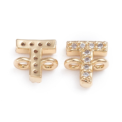 Brass Micro Pave Cubic Zirconia Letter Links ZIRC-I042-16G-T-1