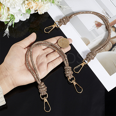 2Pcs Glass Rhinestone Rubber Cord Bag Handles FIND-PH0059-68B-1