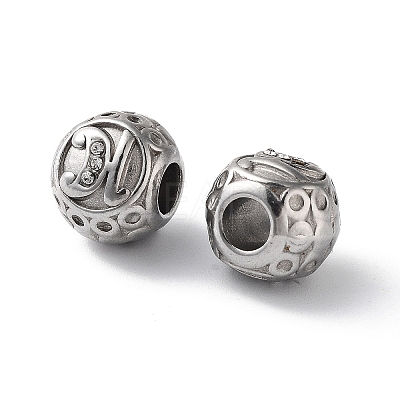 304 Stainless Steel Rhinestone European Beads STAS-A092-10H-P-1