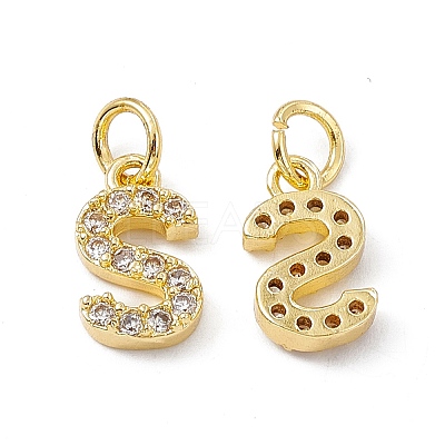 Real 18K Gold Plated Brass Micro Pave Clear Cubic Zirconia Charms KK-E068-VB452-S-1