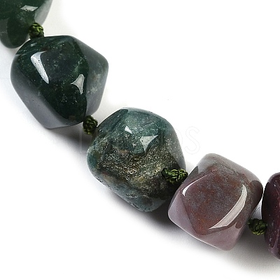 Natural Indian Agate Nuggets Beaded Necklaces for Women Men NJEW-K388-01T-1