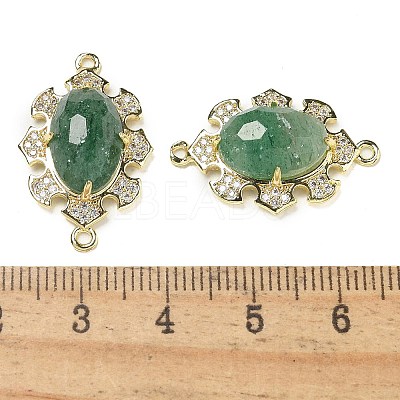 Natural Green Strawberry Quartz Faceted Oval Connector Charms G-G181-06G-02-1
