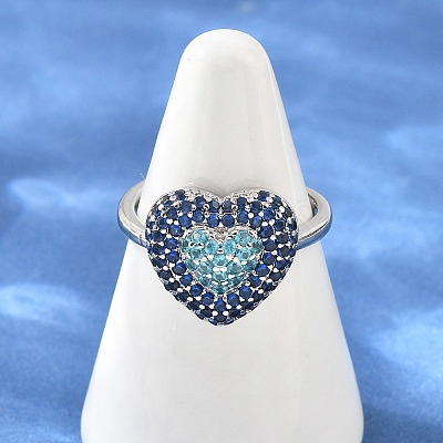 Heart Brass Micro Pave Cubic Zirconia Cuff Open Rings for Women CU-CBA0A21-01P-1