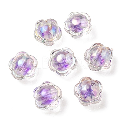 UV Plating Rainbow Iridescent Acrylic Beads OACR-A014-03B-1