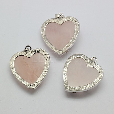 Heart Natural Rose Quartz Pendants X-GP356-1-1