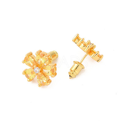 Rack Plating Brass Micro Pave Cubic Zirconia Stud Earrings EJEW-I304-07G-08-1