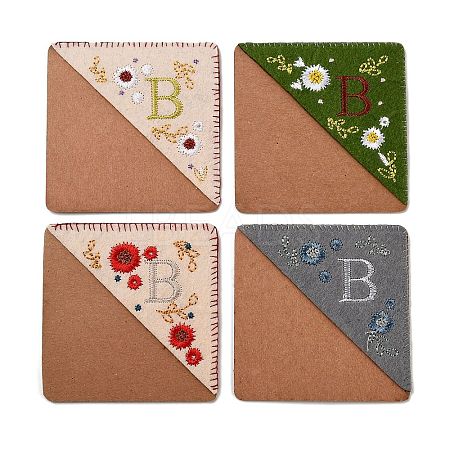 4Pcs Letter Personalized Hand Embroidered Corner Bookmarks JX587B-1