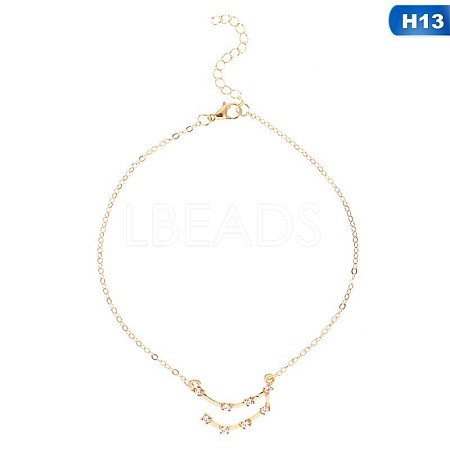 Twelve Constellation Alloy Crystal Rhinestone Link Chain Anklets for Women FS-WG97E4C-10-1