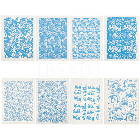 BENECREAT 8 Sheets 8 Styles Paper Ceramic Decals DIY-BC0012-05A-1