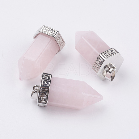 Natural Rose Quartz Pointed Pendants G-E442-03S-1