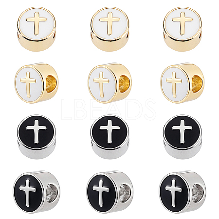 12Pcs 2 Colors Brass European Beads KK-GA0002-24-1